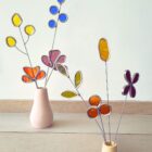 Glas in lood bloemen Creatieve workshops West-Vlaanderen glas in lood raam