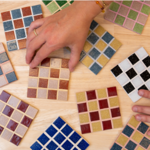 Mozaïek workshop creatief West-Vlaanderen onderzetters